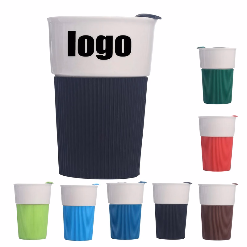 12 Oz Double Layer Covered Coffee Ceramic Cup