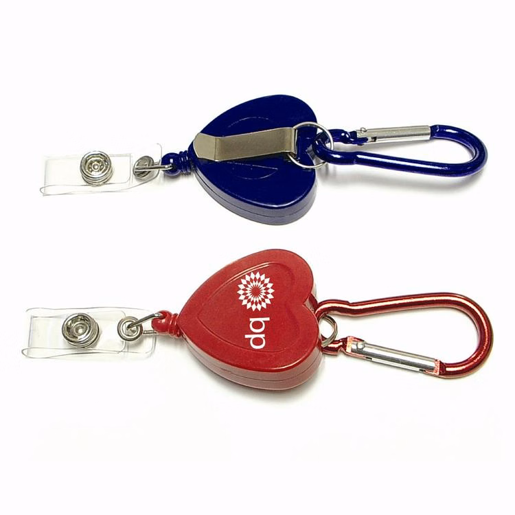 Heart shape 29" retractable badge holder with carabiner
