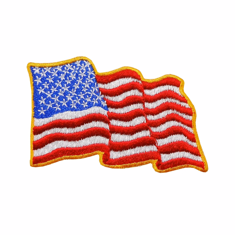 USA - American Waving Flag Embroidered Patch - 2" x 2 3/4" - WF-02