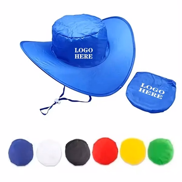 Custom 14 Inch Wide Brim Polyester Bucket Hat with Pouch — Portable Sun Protection