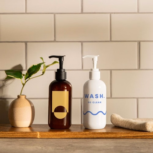 8 OZ WASH WITH PUMP CAP - DIRECT PRINT