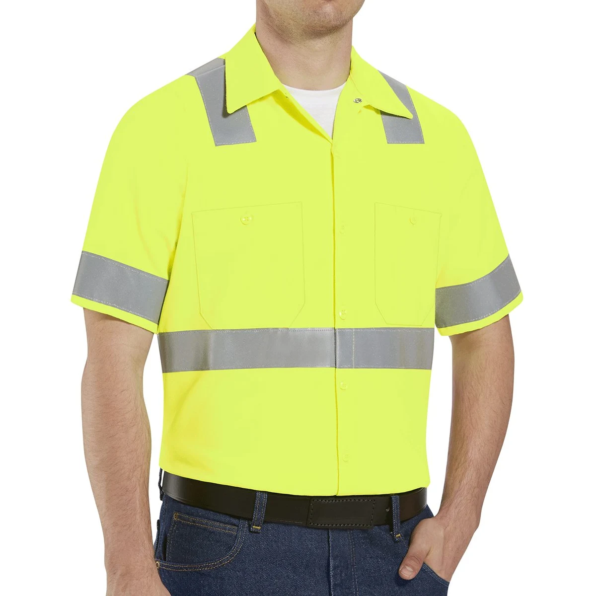 Men's Tall High Visibility Safety Short Sleeve Work Shirt - SS24HVT 1