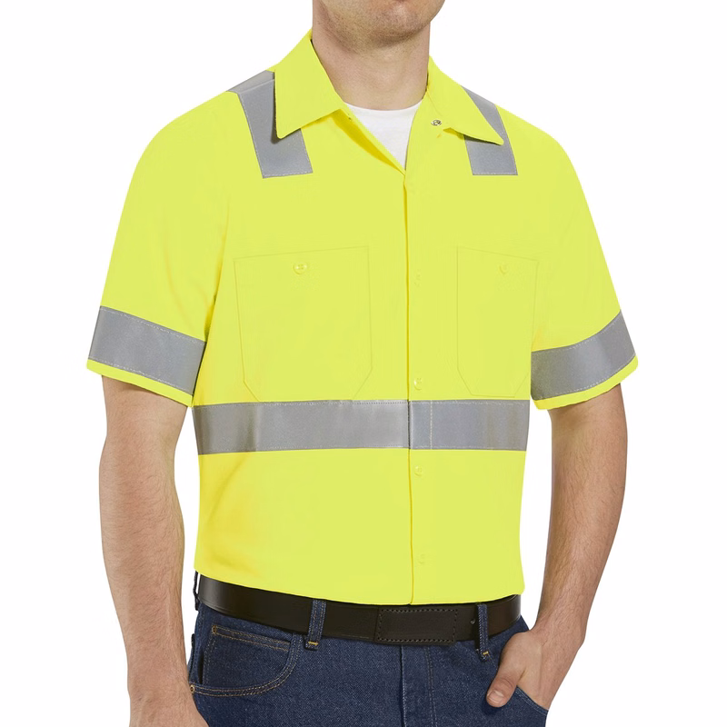 Men's Tall High Visibility Safety Short Sleeve Work Shirt - SS24HVT