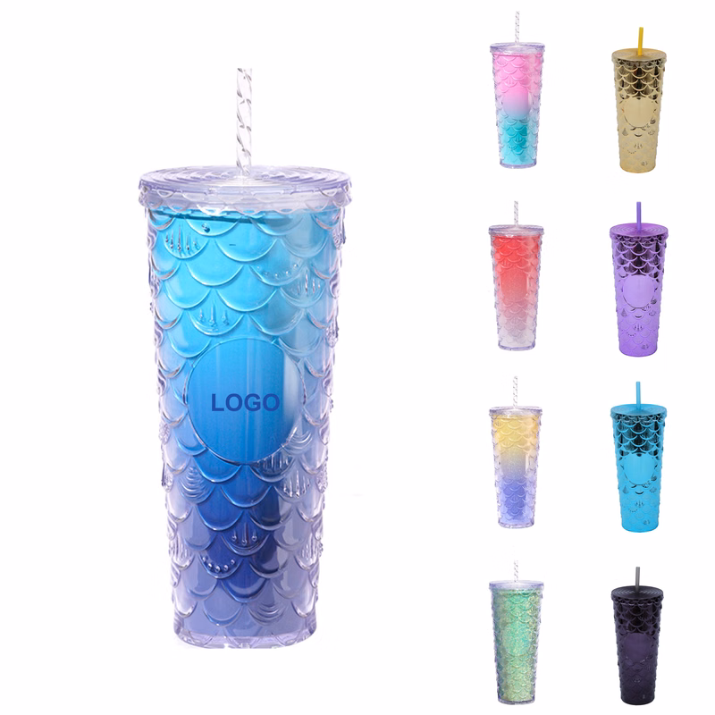 24 Oz. Plastic Tumbler w/Straw & Lid (Direct Import)