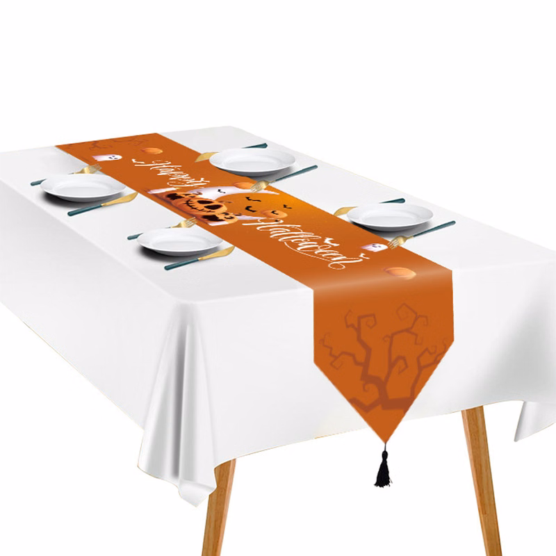 MOQ 10 72" Halloween Table Runner Linen Fabric