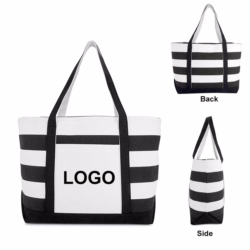 Striped Beach Canvas Tote Bags