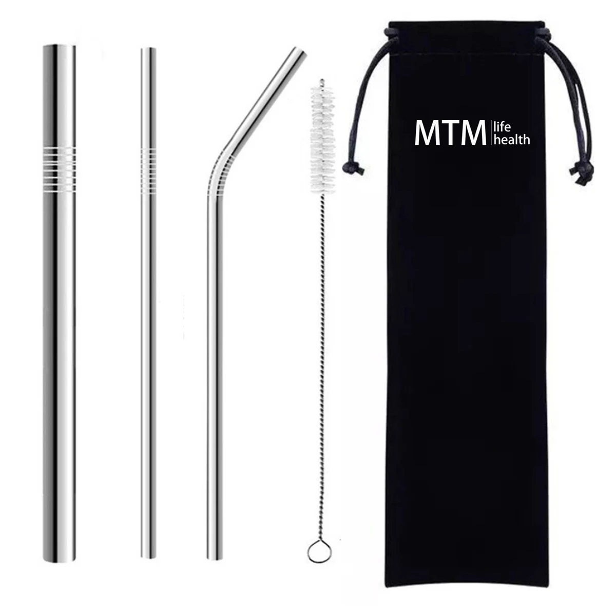 Stainless steel reusable straw set 1
