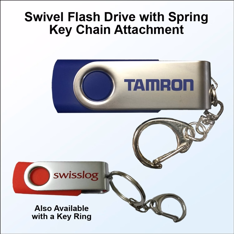 Swivel with Spring Key Flash Drive / USB - 1 GB Memory