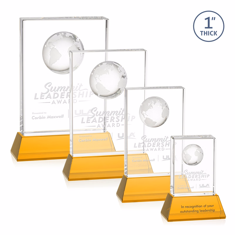 Ambassador Globe Award on Base - Amber