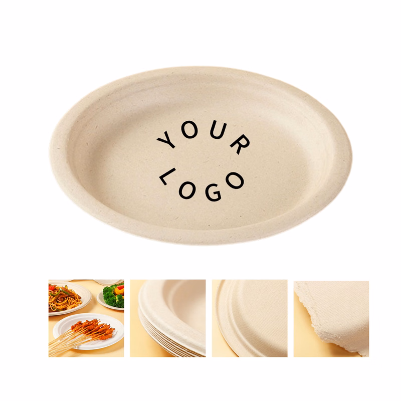Compostable Paper Plate Natural Beige 7" Diameter