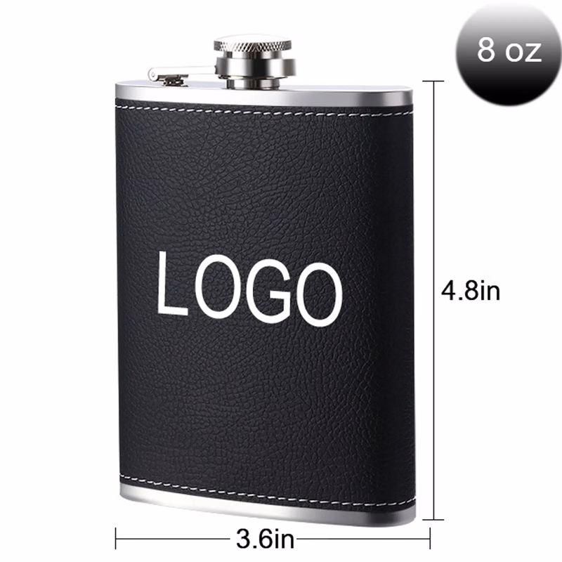 Leather 8 Oz Stainless Steel Flask
