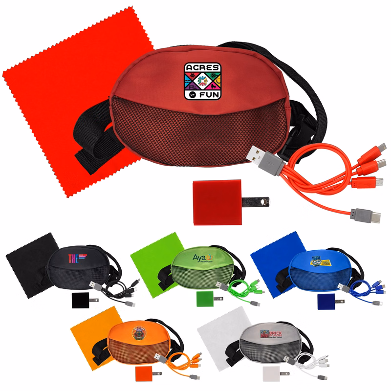 Sporty Charger, Cable and Cloth Travel Set
