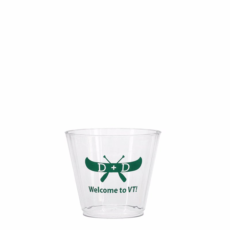 9 oz Hard Plastic Fluted Rocks Cup Clear Tradition Print