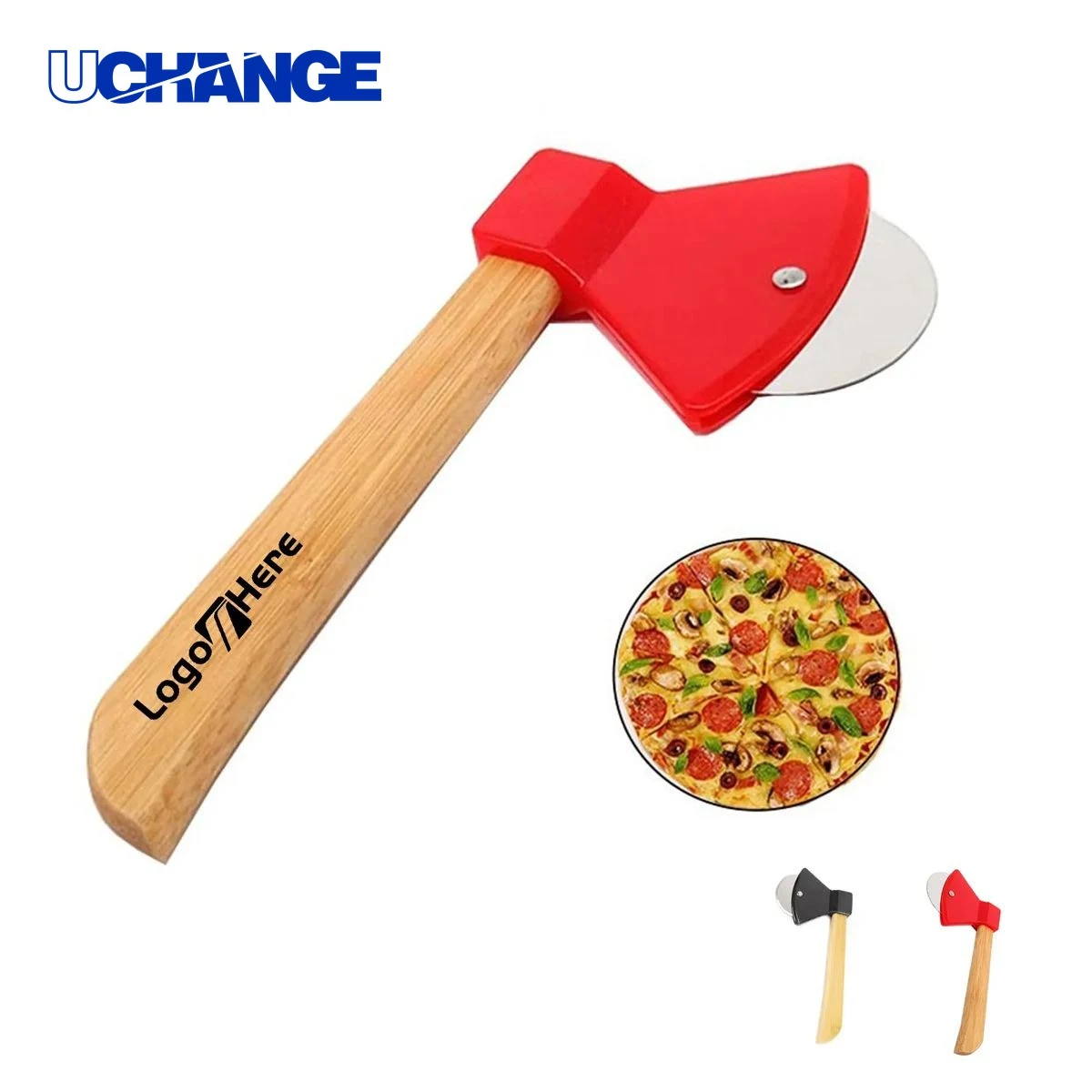 Fire Axe Pizza Cutter with Bamboo Handle for Kitchen 1