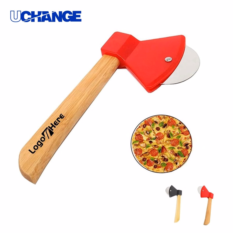 Fire Axe Pizza Cutter with Bamboo Handle for Kitchen