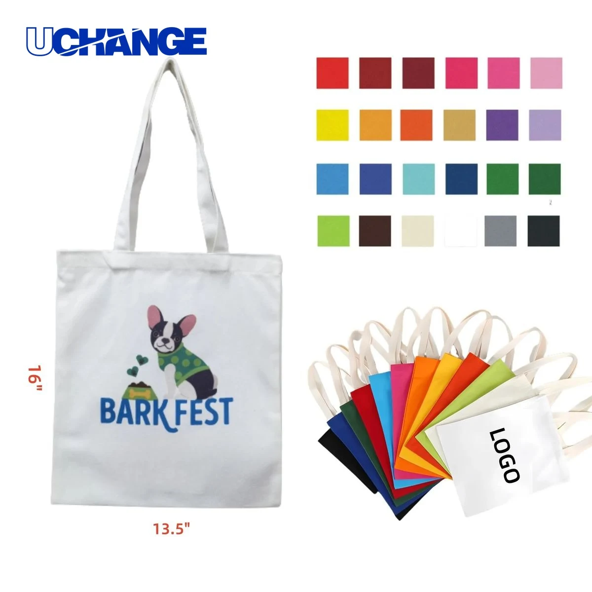 Full Color Personalized Canvas Tote Bag, custom tote bag with logo imprint 1