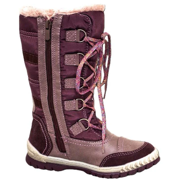 Big Girls Winter Boots Plum 5-8 Age 8-12 Years 1
