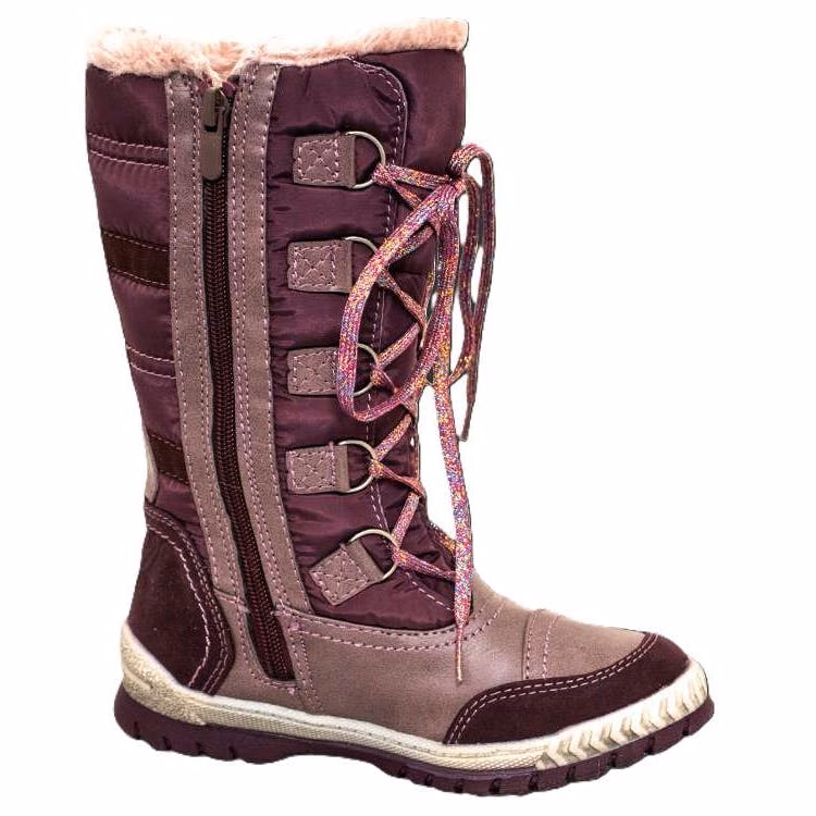 Big Girls Winter Boots Plum 5-8 Age 8-12 Years