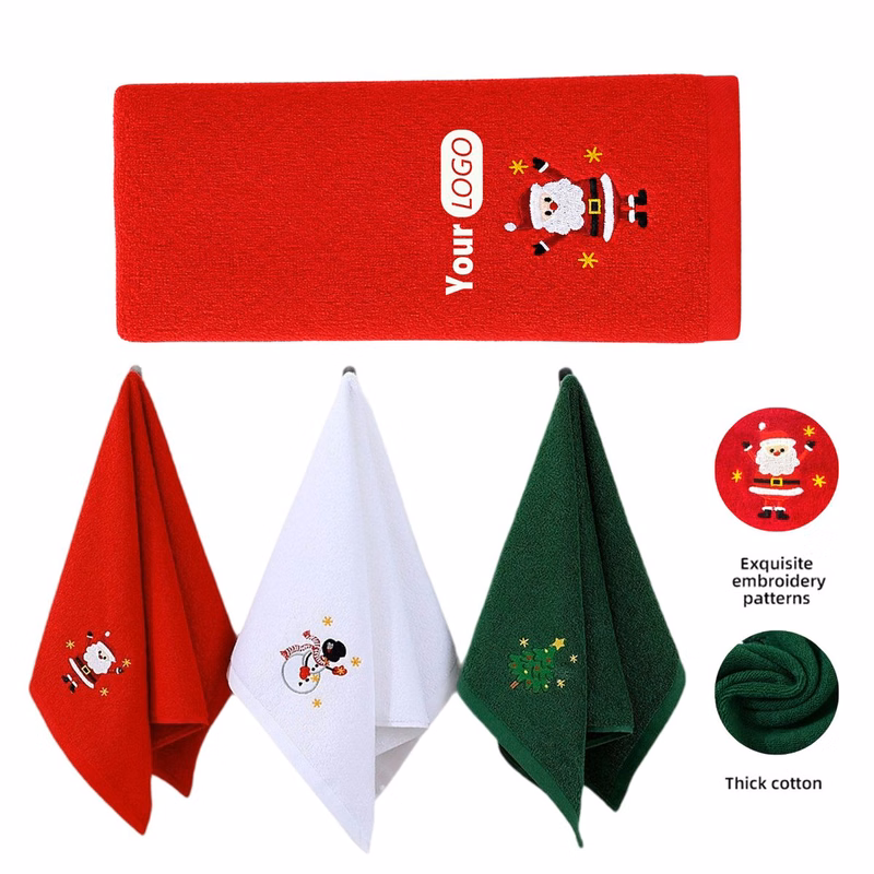 Embroidered Cotton Christmas Hand Towel