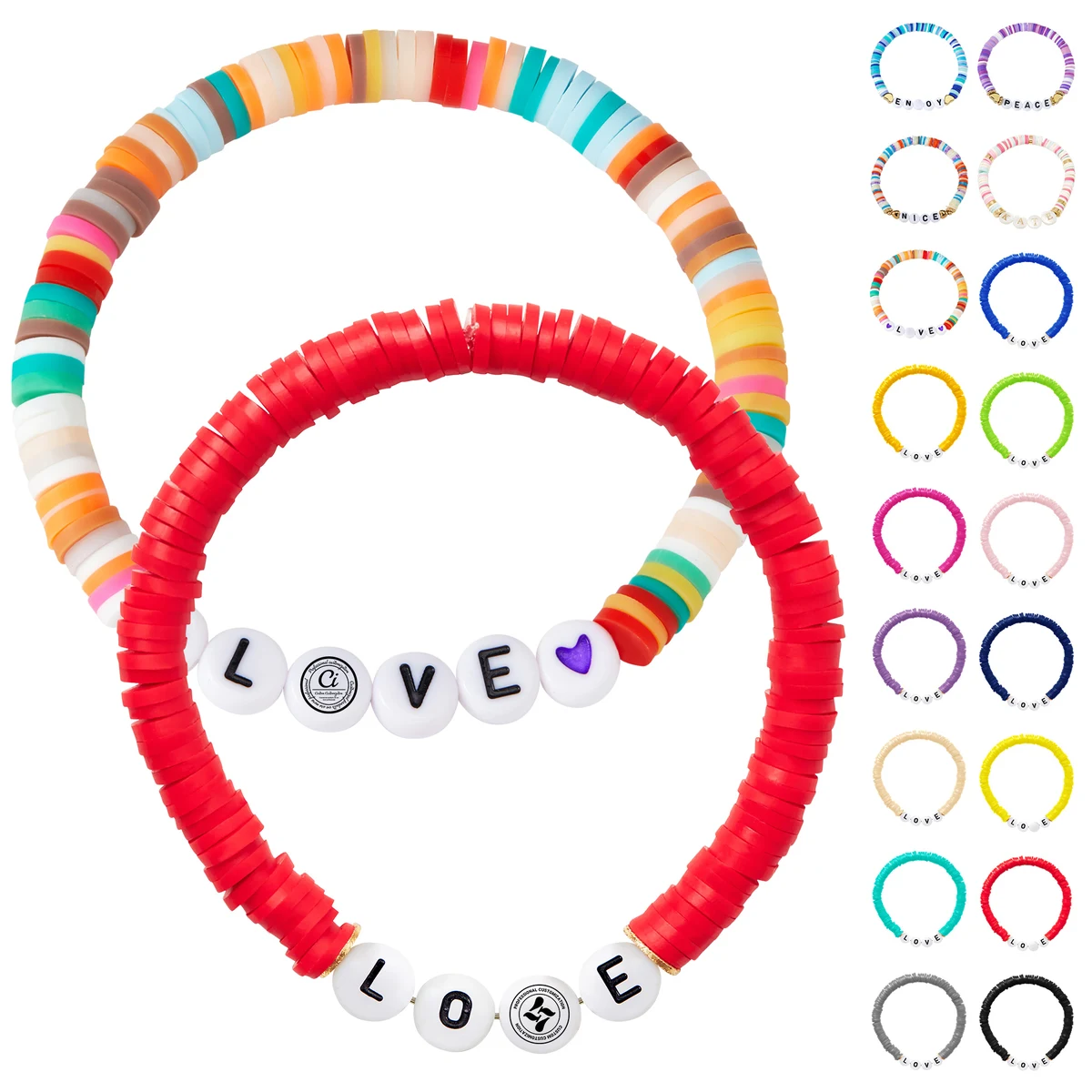 Handmade Bohemian Stackable Letter Beaded Soft Clay Bracelet 1