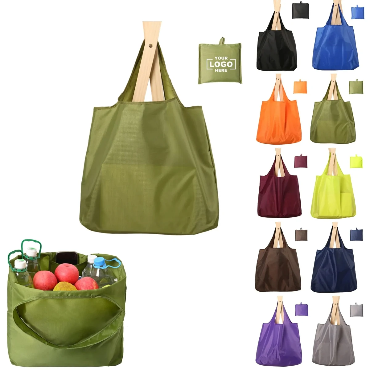 Foldable Large Capacity Eco Friendly Shopping Bag, custom tote bag with logo imprint 1