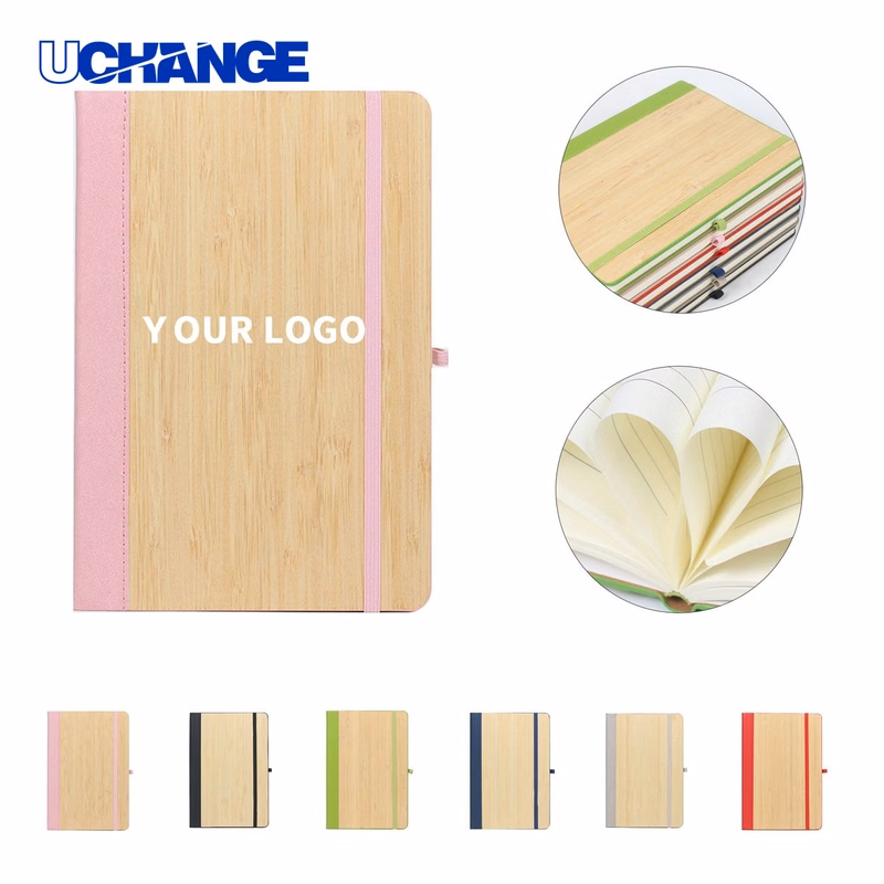 Bamboo Cover Writing Journal Notebook with Elastic Closure