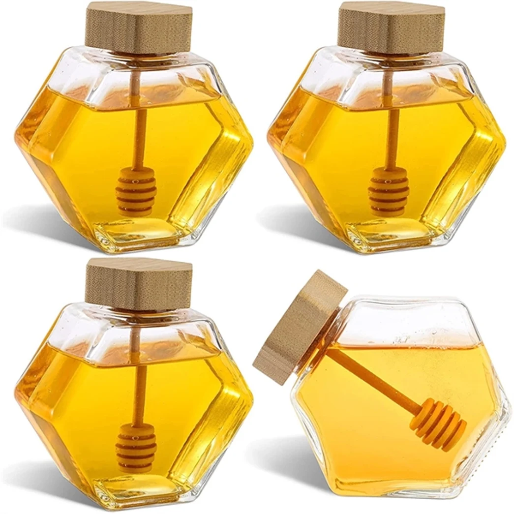 Hexagon shaped Glass Jars 1