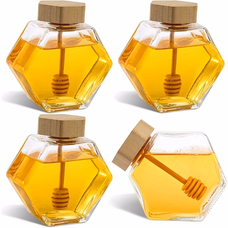 Hexagon shaped Glass Jars