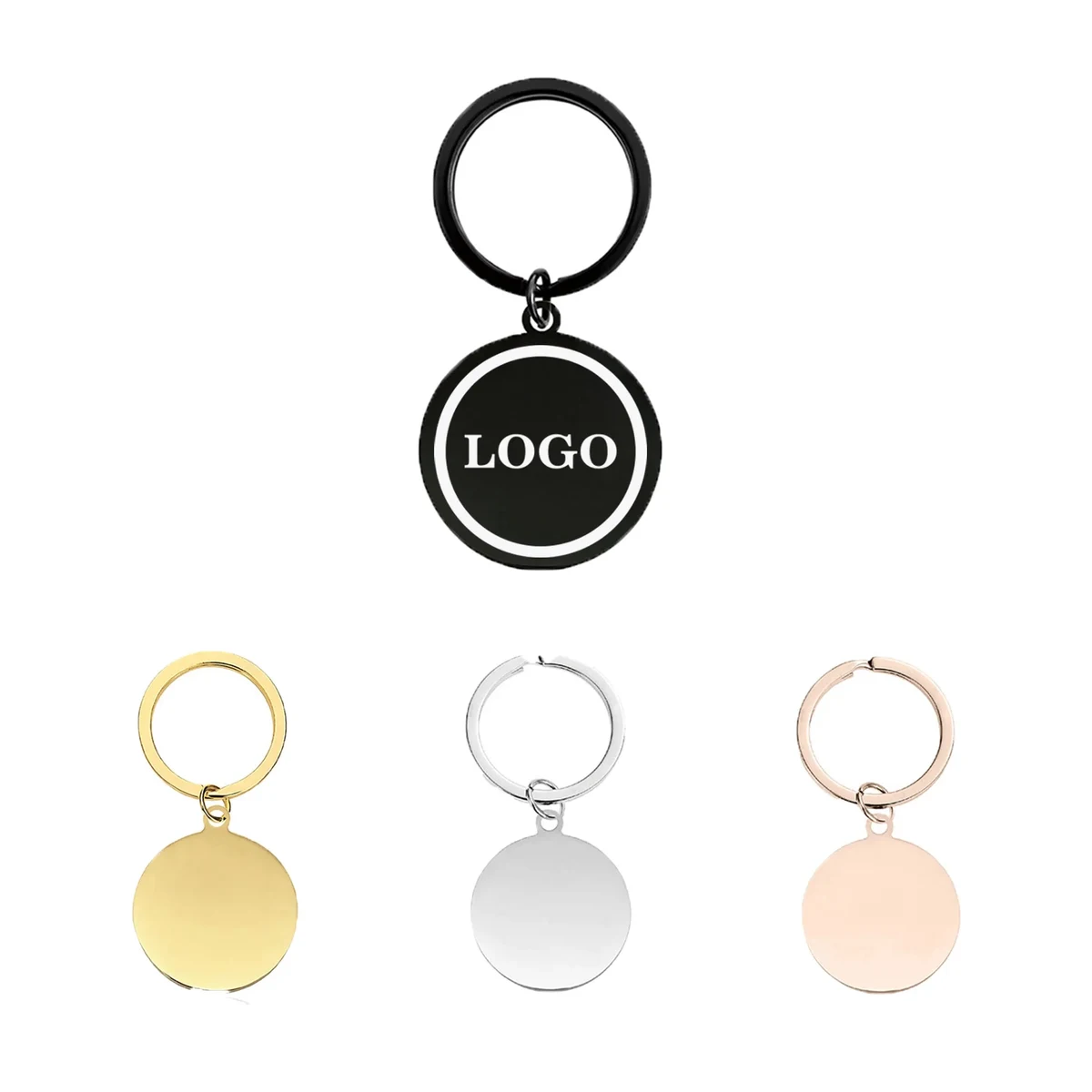 Stainless Steel Round Metal Tag Key Chains 1