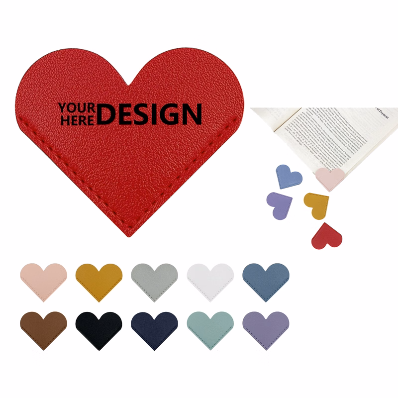 Heart-Shaped PU Leather Bookmark