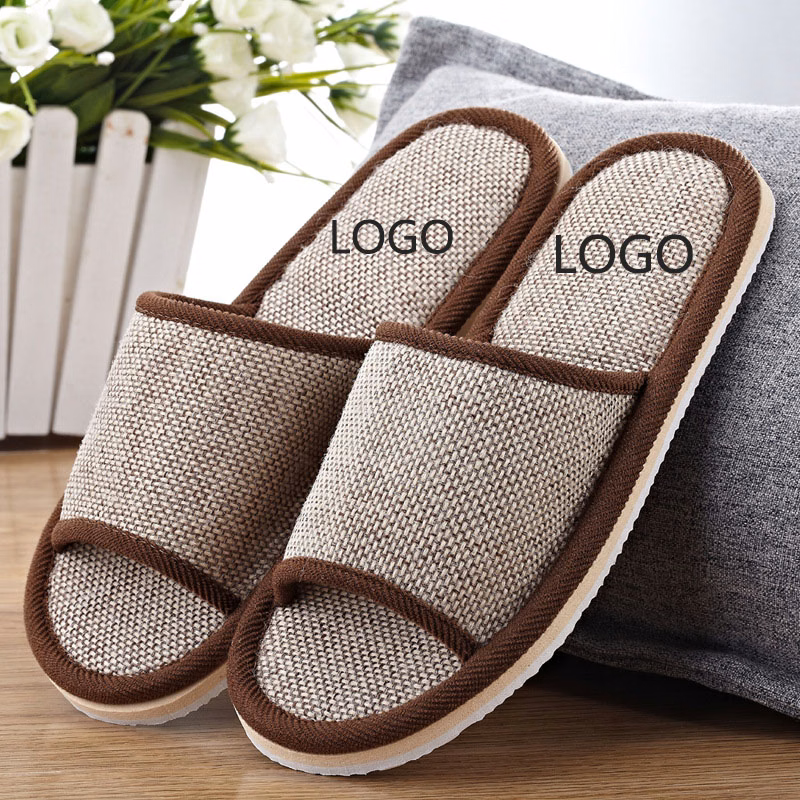 Solid Color Casual Cotton And Linen Open Toe Breathable Slippers
