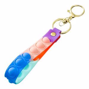Interactive Silicone Key Ring Keychain With Push Pop