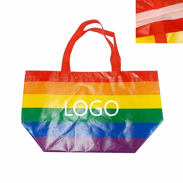 19.5 x 11.75 x 7.75 Rainbow Laminated Non-Woven Tote