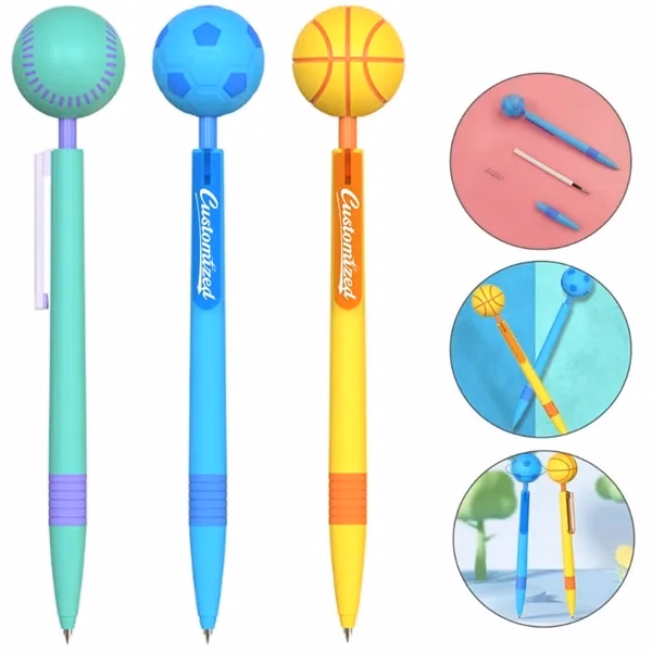 Custom Sports Ball Fidget Spinner Pen, 3 Designs — Student Stress Relief & School Giveaway