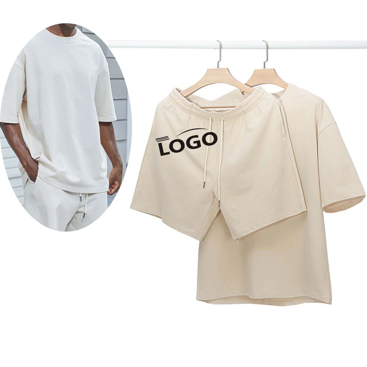 Heavyweight Pure Cotton Short-Sleeved T-Shirt And Shorts Set 1