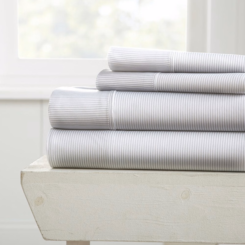 Bed Sheet Sets - Gray Pinstripe Twin 3 Set