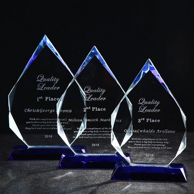 Crystal Diamond Award with Blue Base 1
