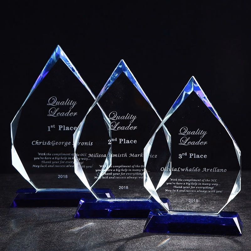 Crystal Diamond Award with Blue Base