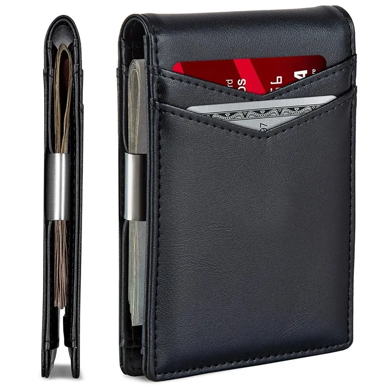 RFID Blocking Carbon Fiber Leather Wallet Slim Card Holder 1