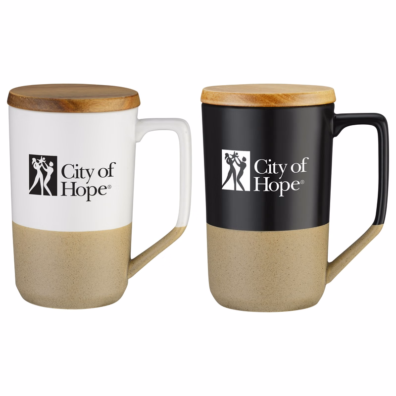 15 oz Ceramic Mug Wood Lid