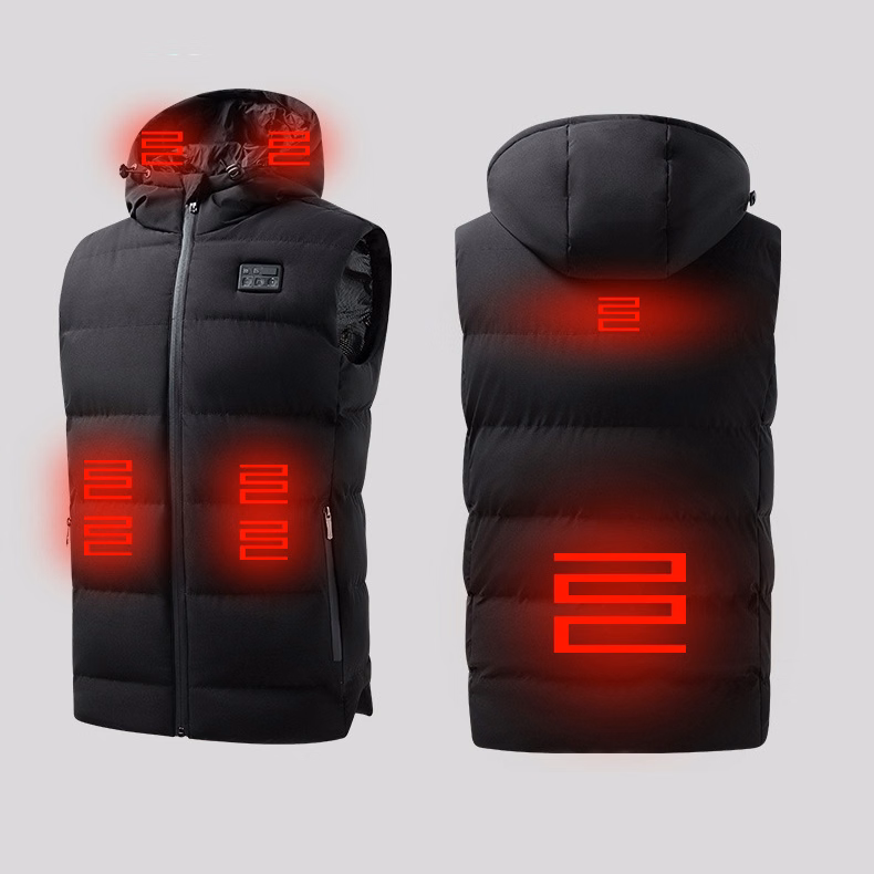 5 Areas Heated Hat Vest w/ Three Button Control Temperature