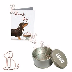 Dog Shaped Paper Clips In Tin Box