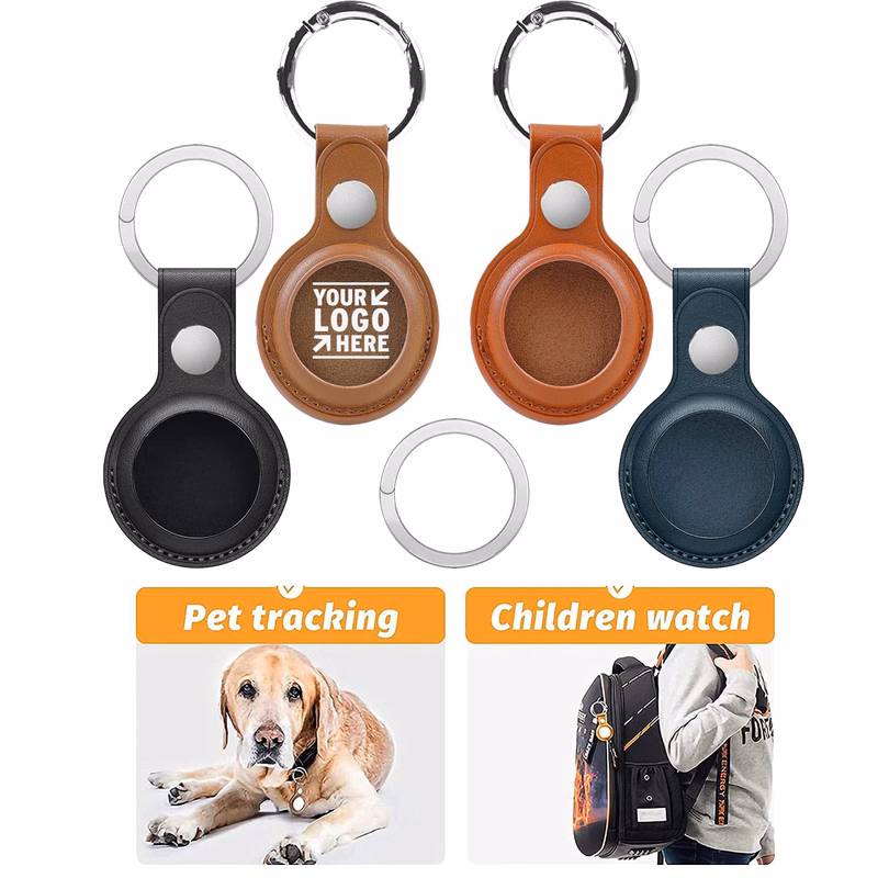 Genuine Leather AirTag Case with Keychain