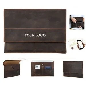Leather Slim Laptop Business Portfolio With Tag 1