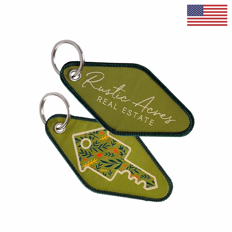 Woven Diamond-Shaped Key Fob w/ Grommet & Split Ring - "Elite" Weave