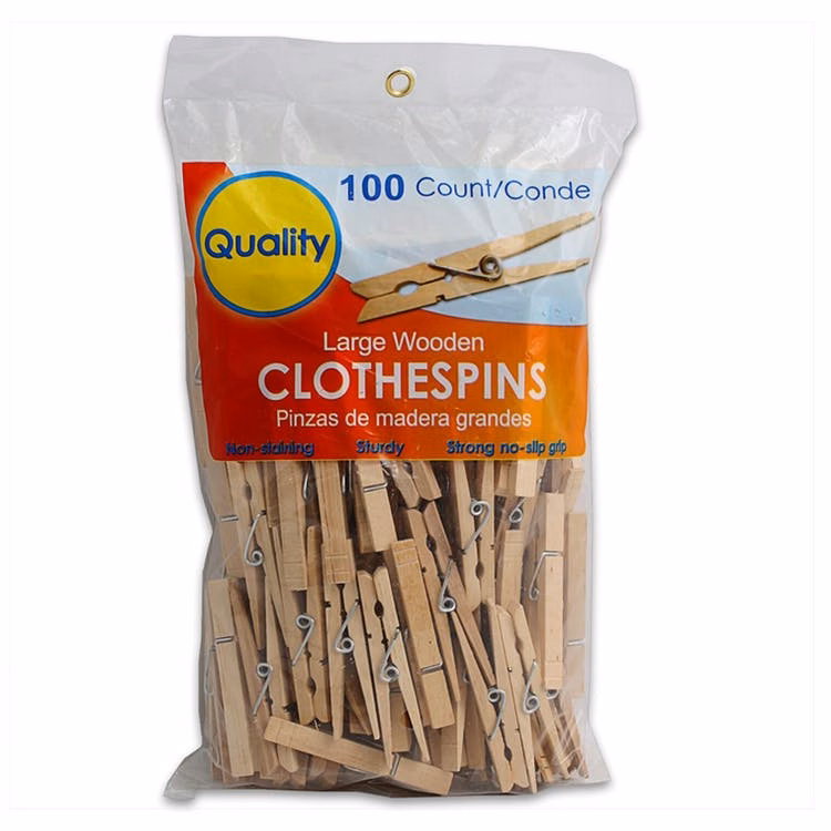 Large Wooden Clothespins - 100 Pack 3.5"