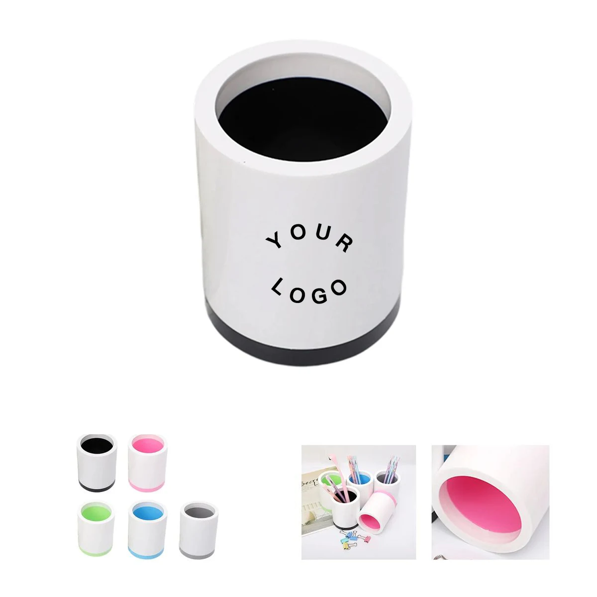 Round Desk Pen Holder with Color Trim 1