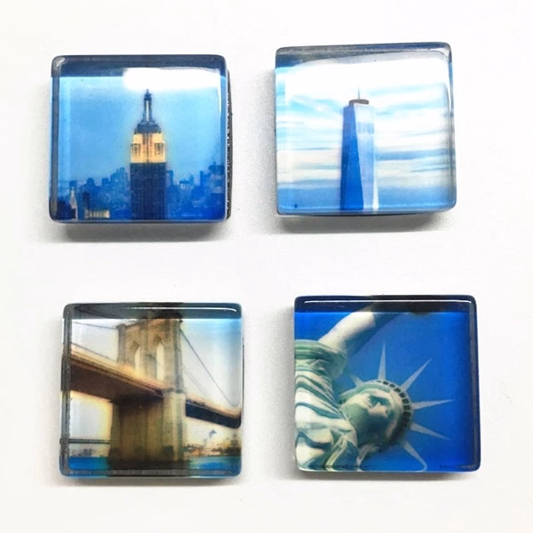 Custom Epoxy Printing Square Crystal Glass Fridge Magnets