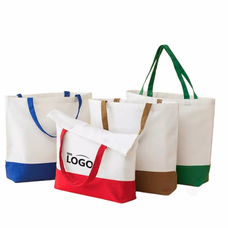 Two Tone Cotton Canvas Tote Bag