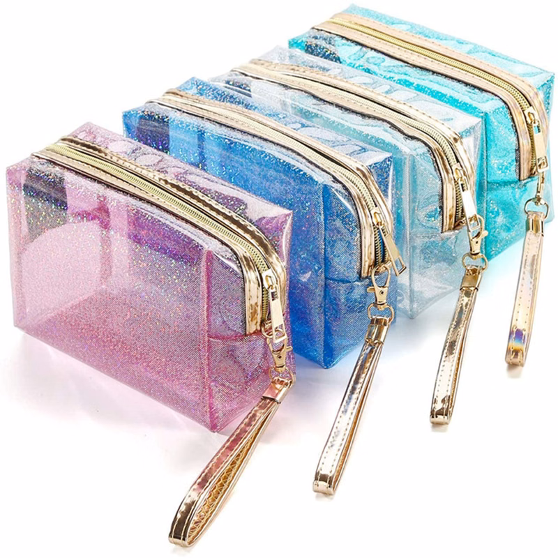 Clear Glitter Makeup and Cosmetic Bags